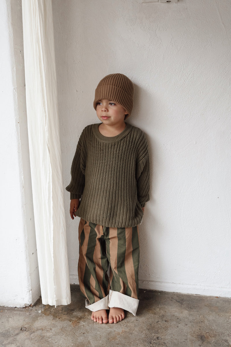 Bobby Canvas Pants - Moss Stripe