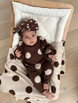Dot Romper - Mud + Oatmeal