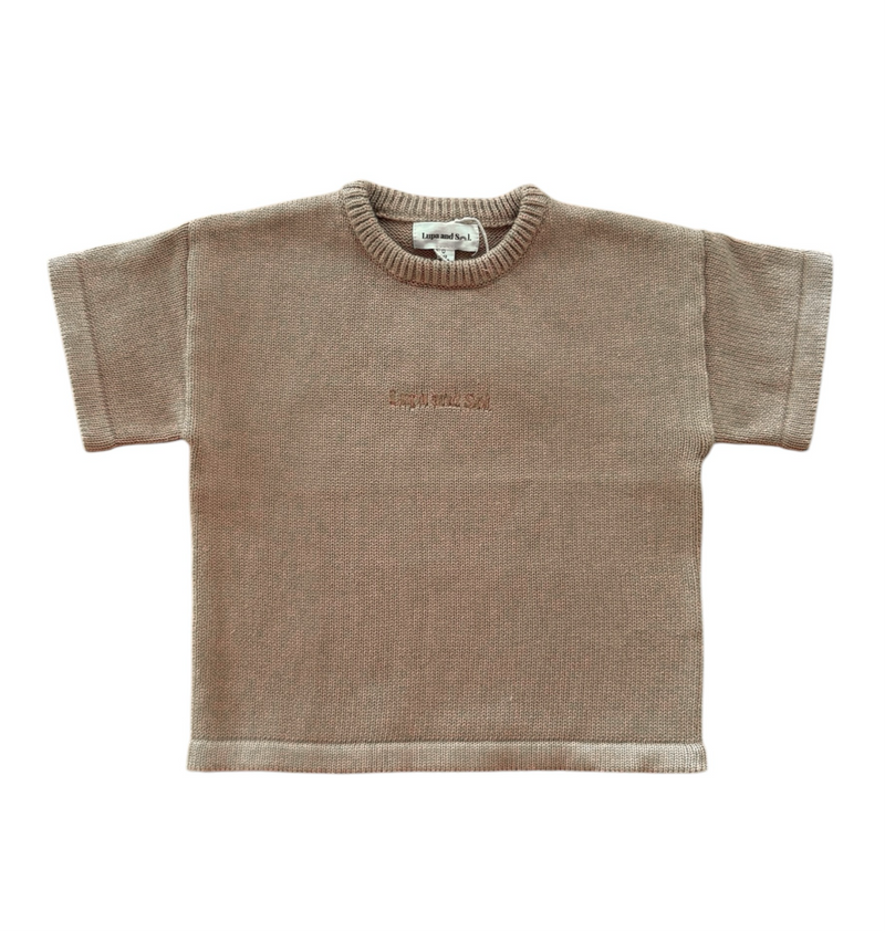 Knitted SPRING Logo Tee | Almond with almond embroidery