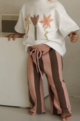 Striped Pants - Natural + Pink Salmon