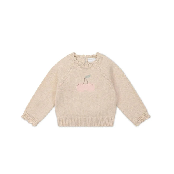 Jamie Kay Audrey Knitted Jumper | Oatmeal Marle Cherry Love