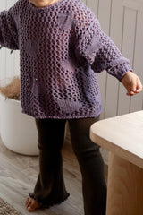 Flared Leggings - Bark with Grape Lettuce Trim