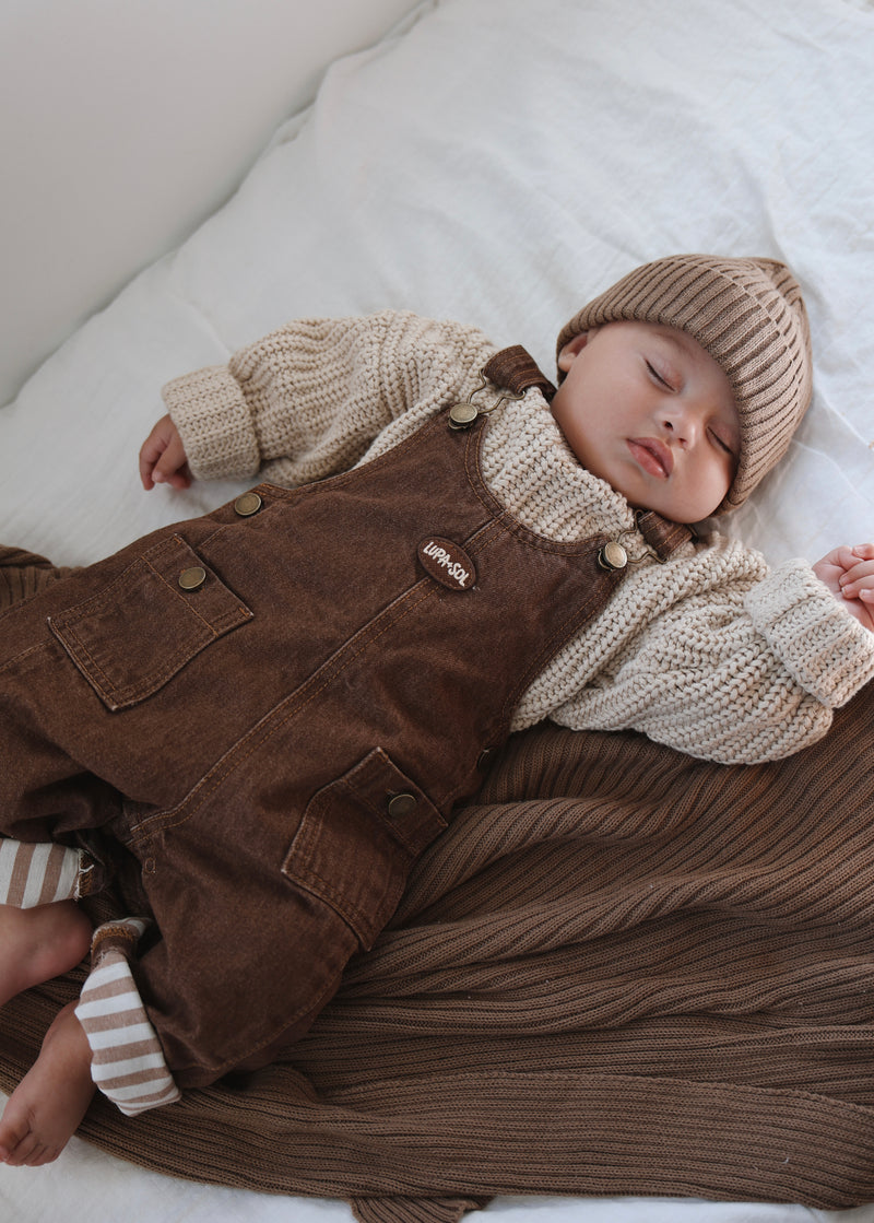 Vintage Denim Overalls - Mocha