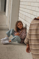 Long Sleeve Stripe Tee- Peony + Berry