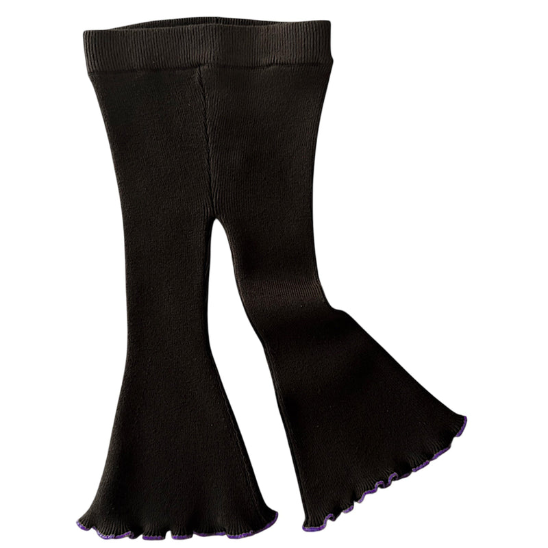 Flared Leggings - Bark with Grape Lettuce Trim