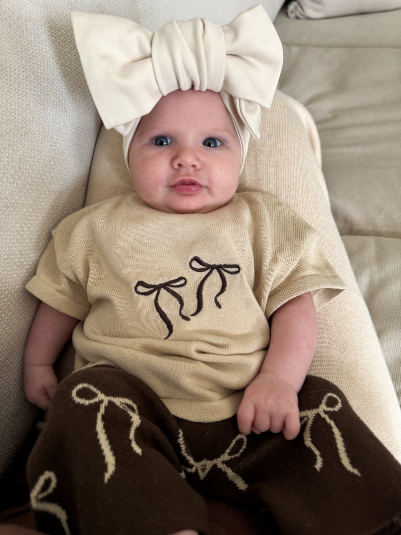 Bow Embroidered Tee | Natural