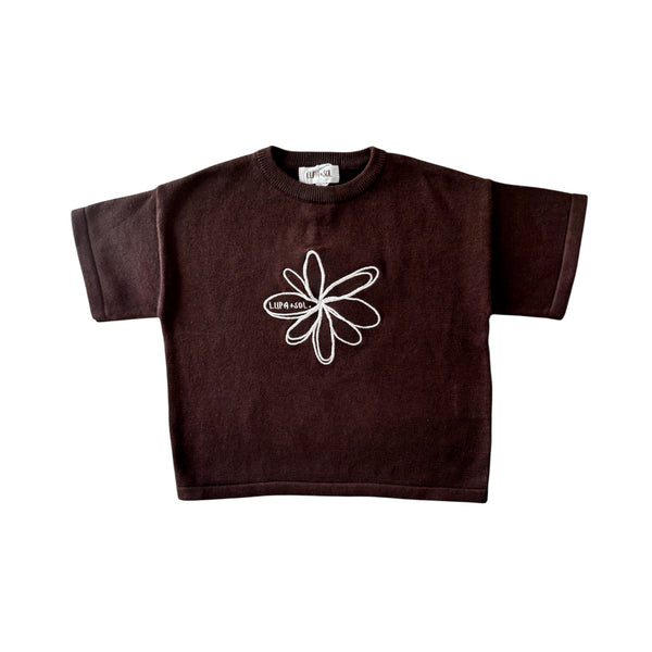 Flower Logo Embroidered Tee | Espresso