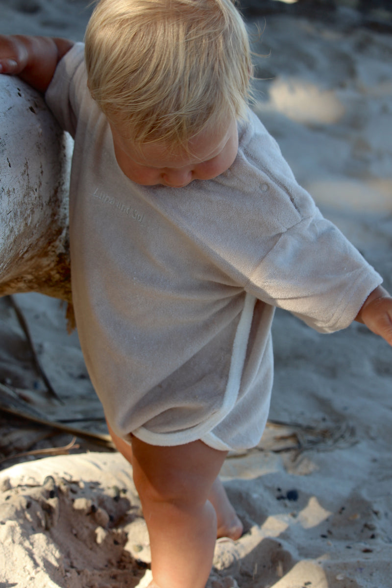 Terry Logo Tee Romper | Oat