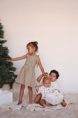 Gingham Ruffle Dress- Olive