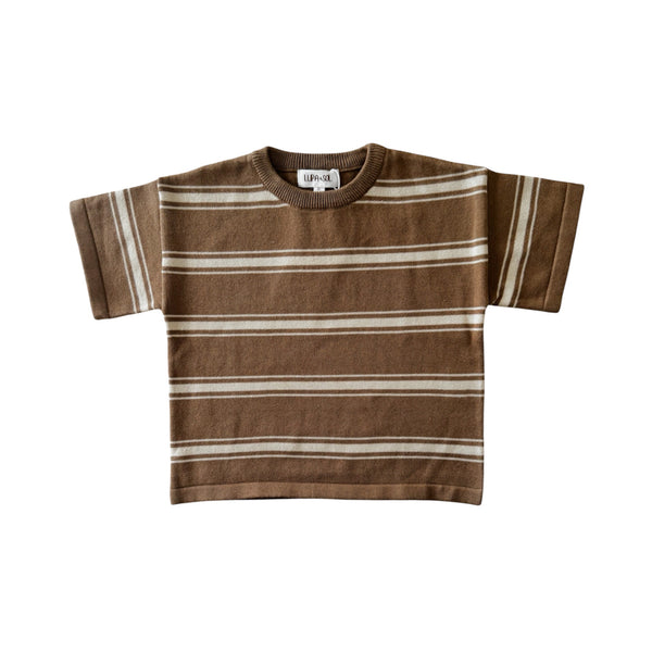 Knitted Stripe Tee - Latte + Natural
