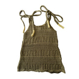 Crochet Tie Up Dress - Olive