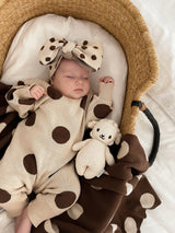 Dot Romper - Oatmeal + Mud