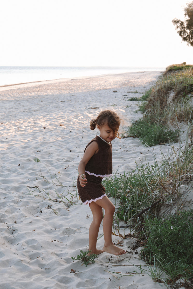 Crochet Shorts - Espresso + Blossom