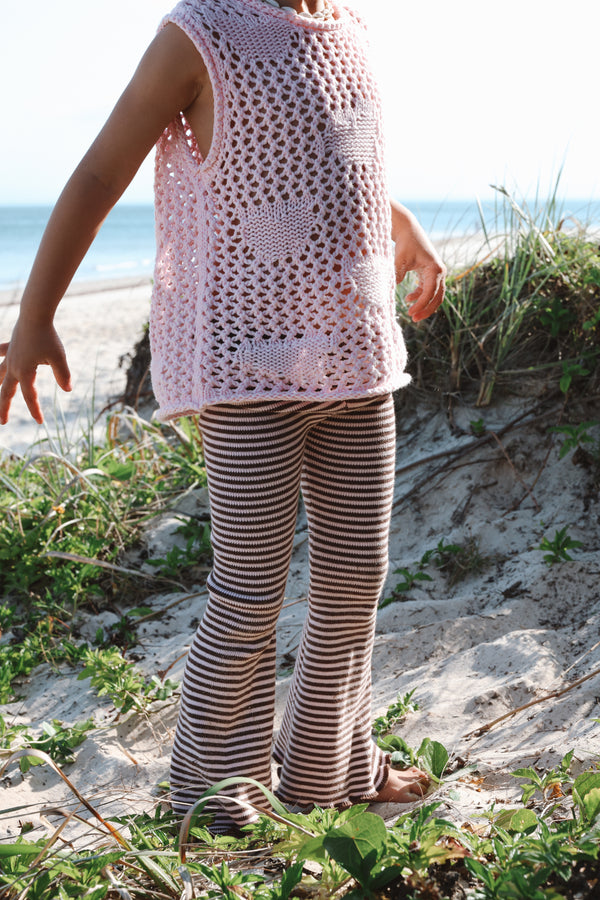 Flared Leggings - Espresso + Blossom Stripe