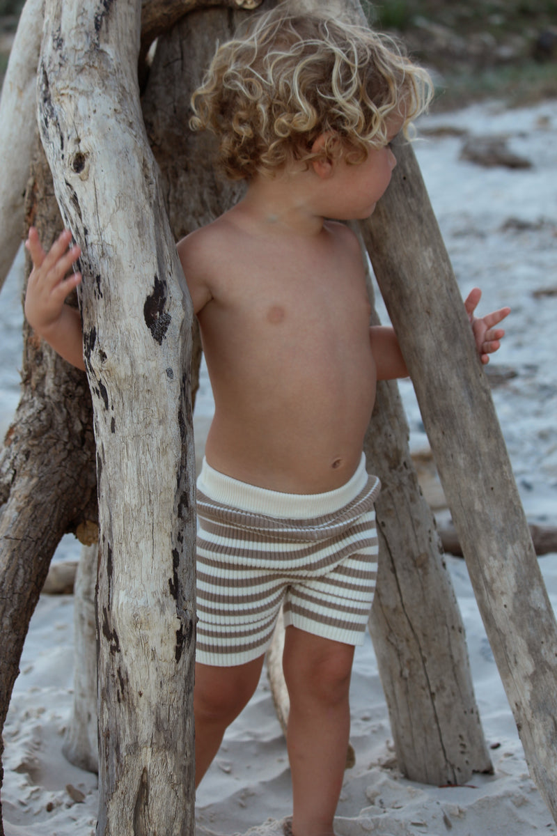 Ribbed Bike Shorts | Almond + Buttercream