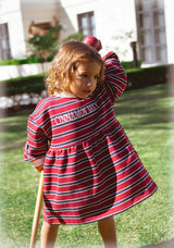 Campus Dress- Burgundy Stripe