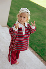 Campus Rugby- Burgundy Stripe