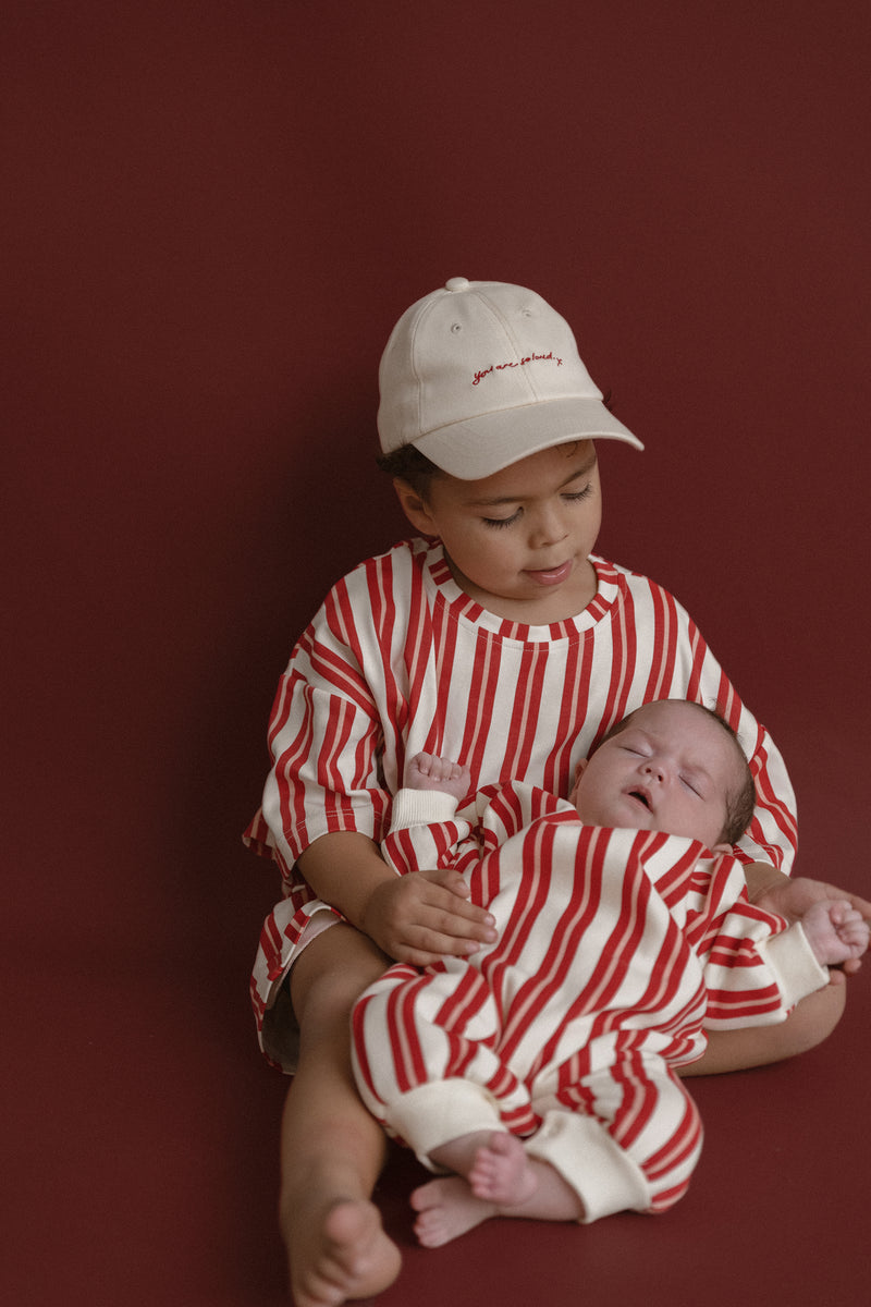 CB Red/Pink Stripe Tshirt Romper