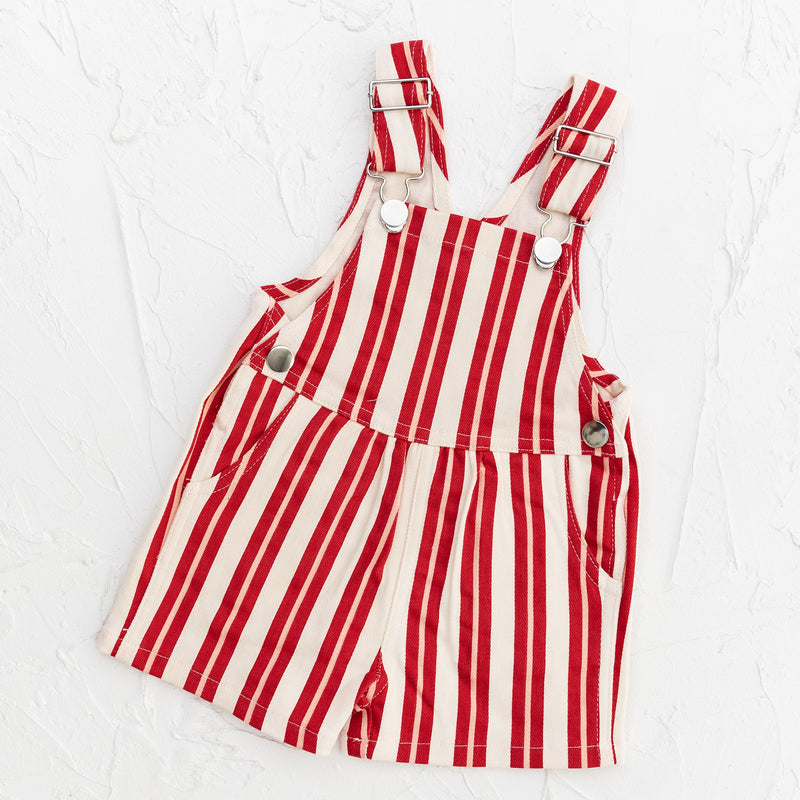 CB Red/Pink Stripe Denim Overalls