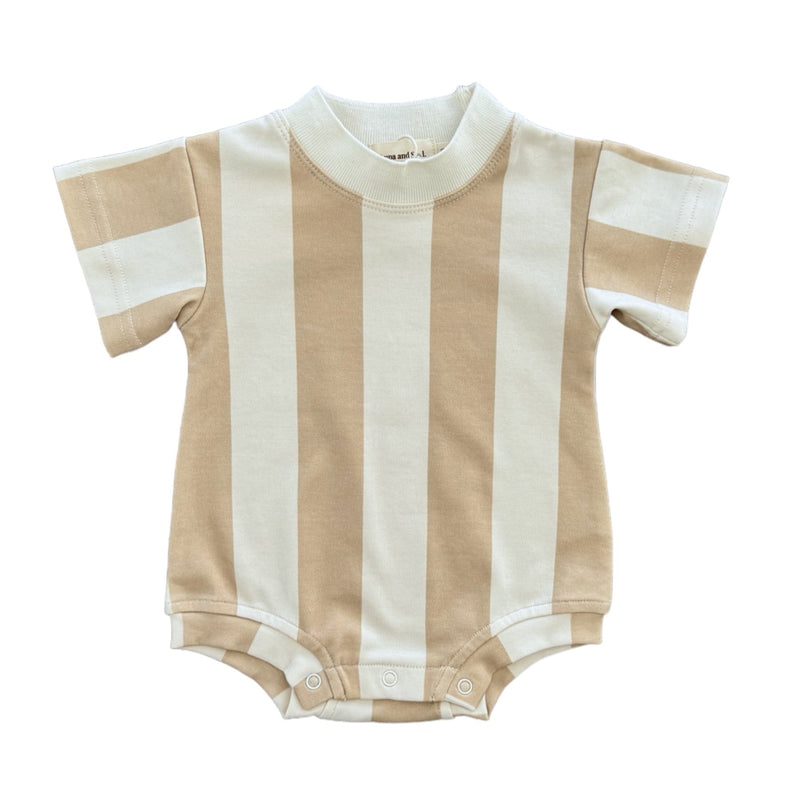 Stripes on Stripes Romper | Beige