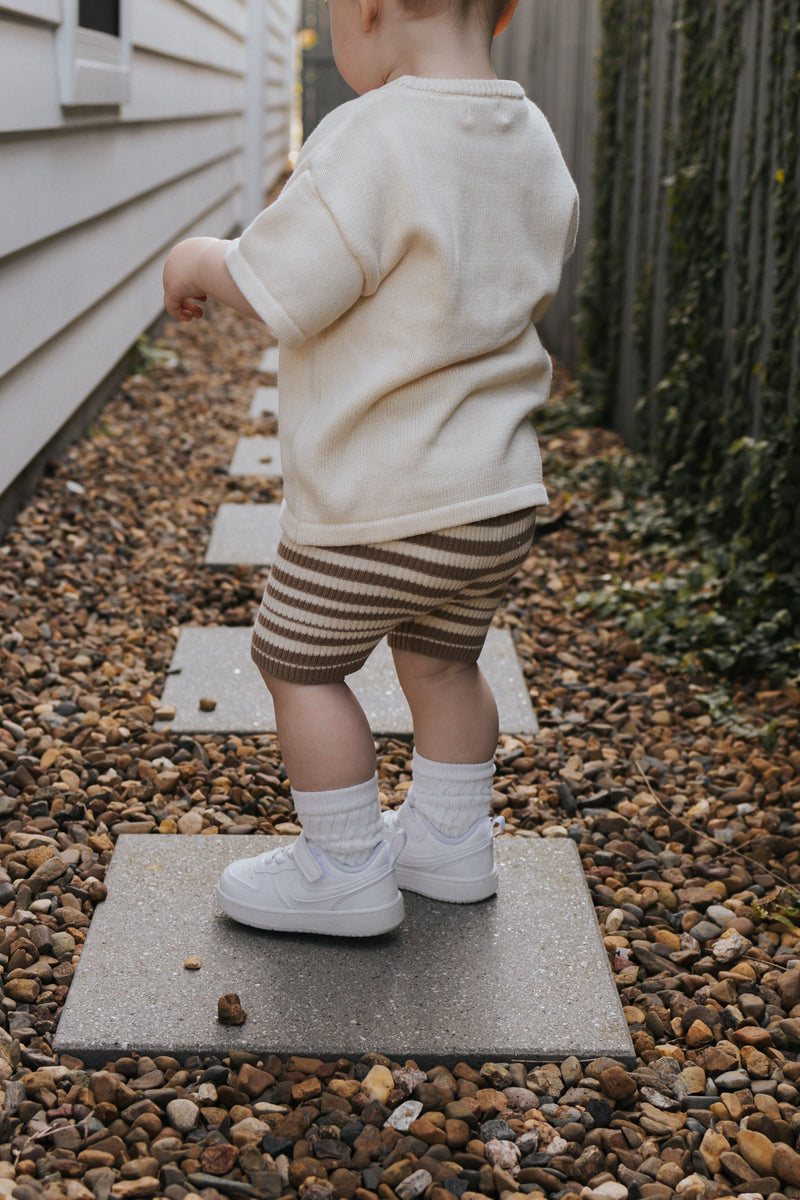 Ribbed Bike Shorts | Almond + Buttercream