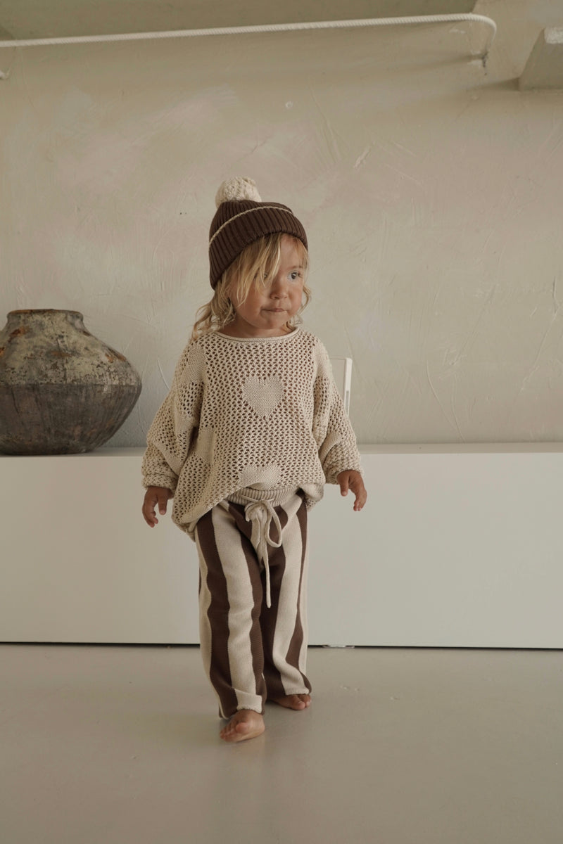 Striped Pants - Natural + Carob