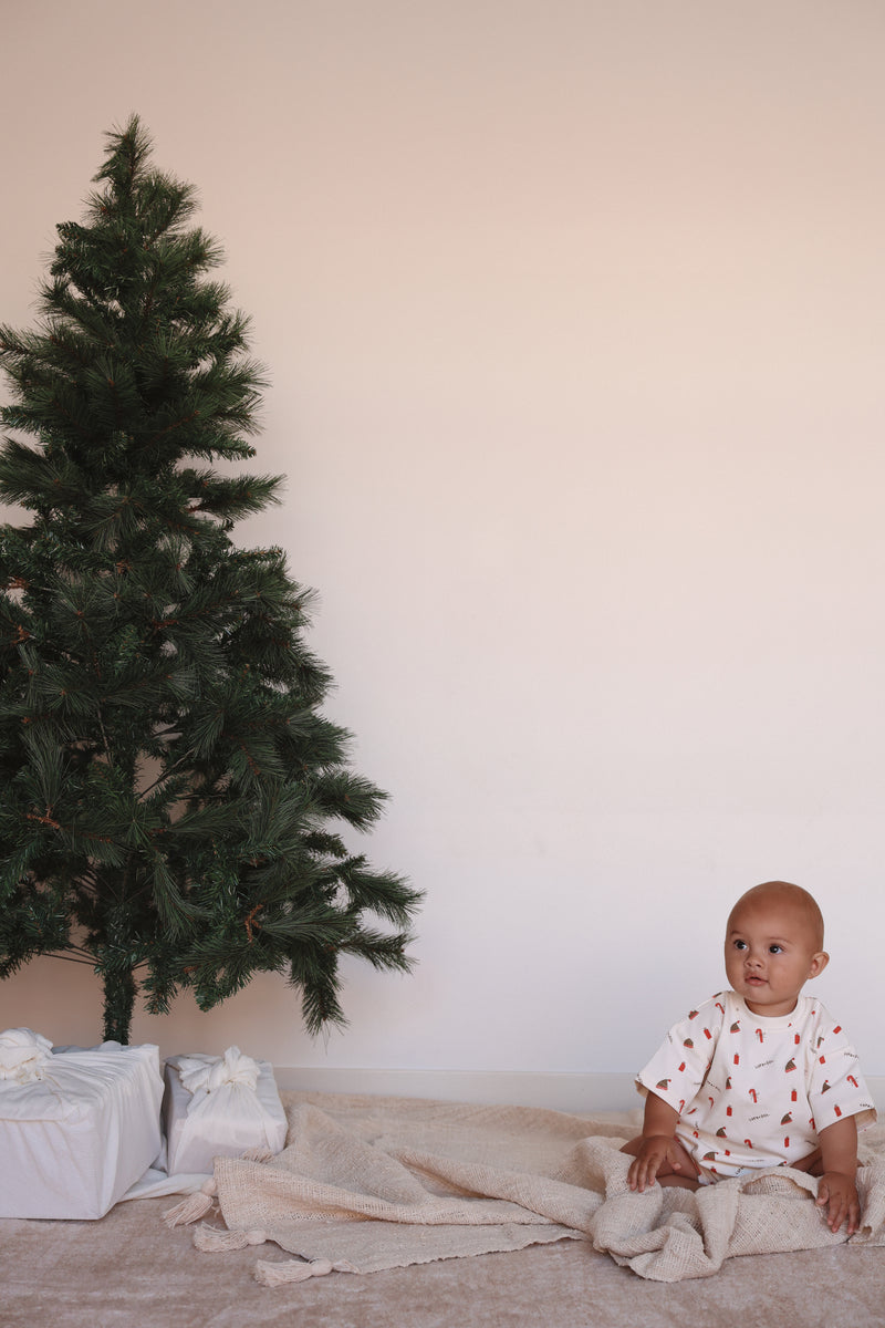 Christmas Tee Romper- Milk