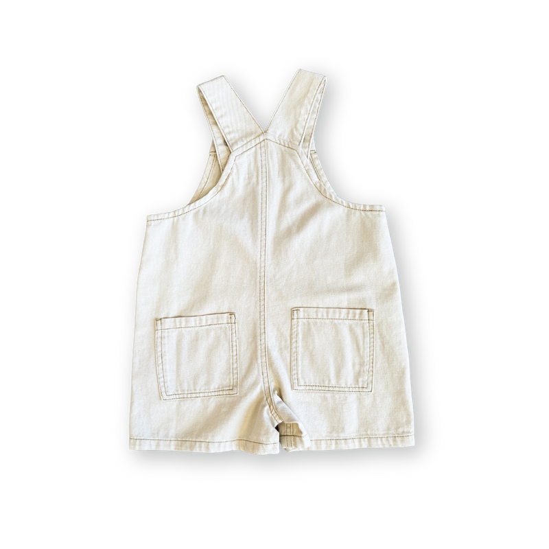 Organic Everyday Twill Short Overalls - Milk
