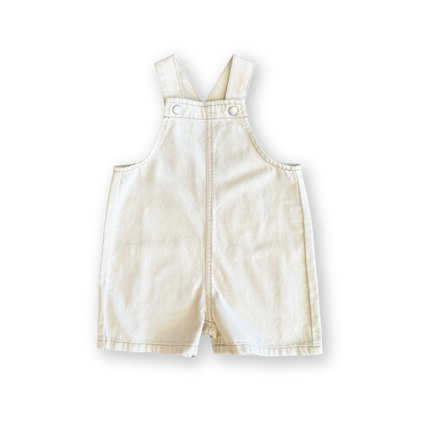 Organic Everyday Twill Short Overalls - Milk