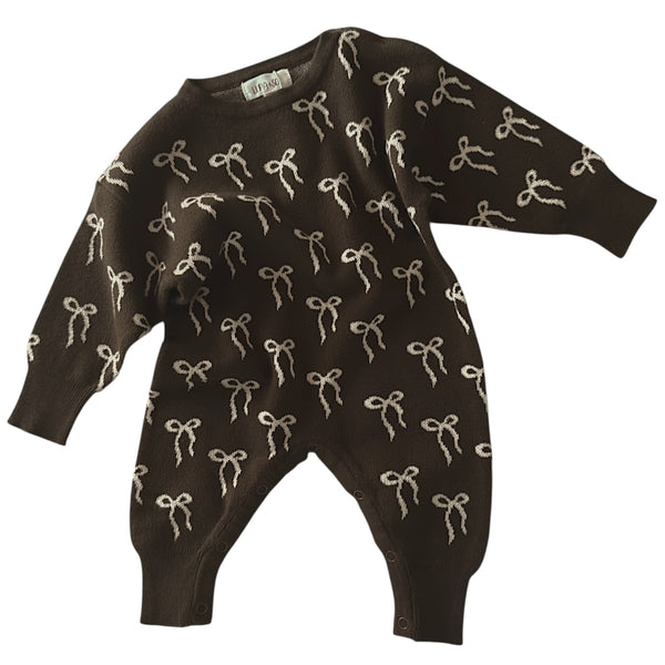 Bow Romper - Bark