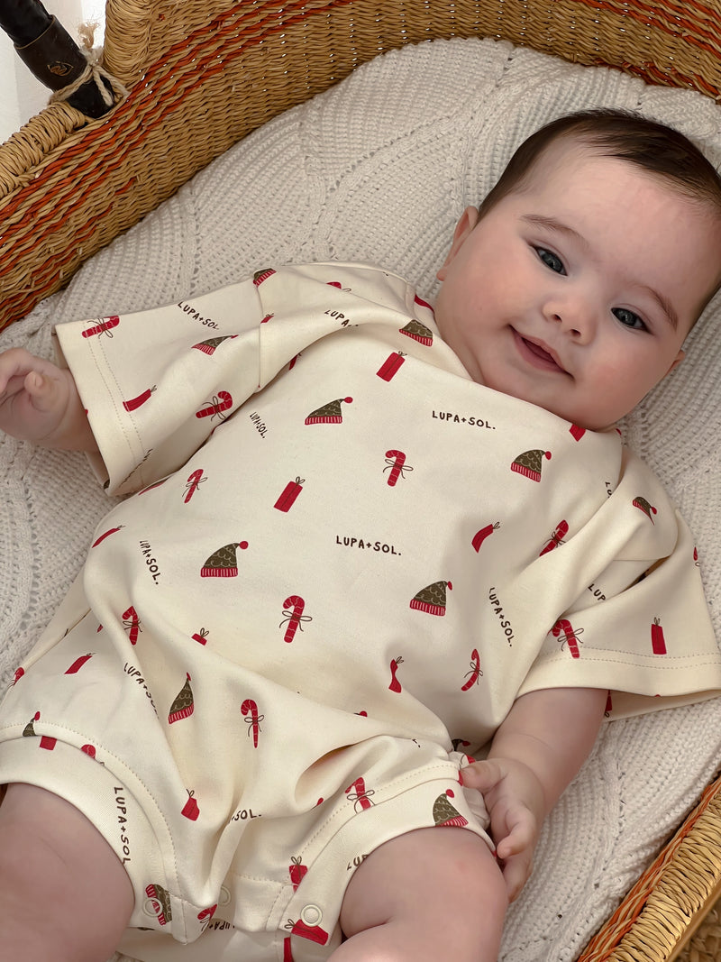 Christmas Tee Romper- Milk