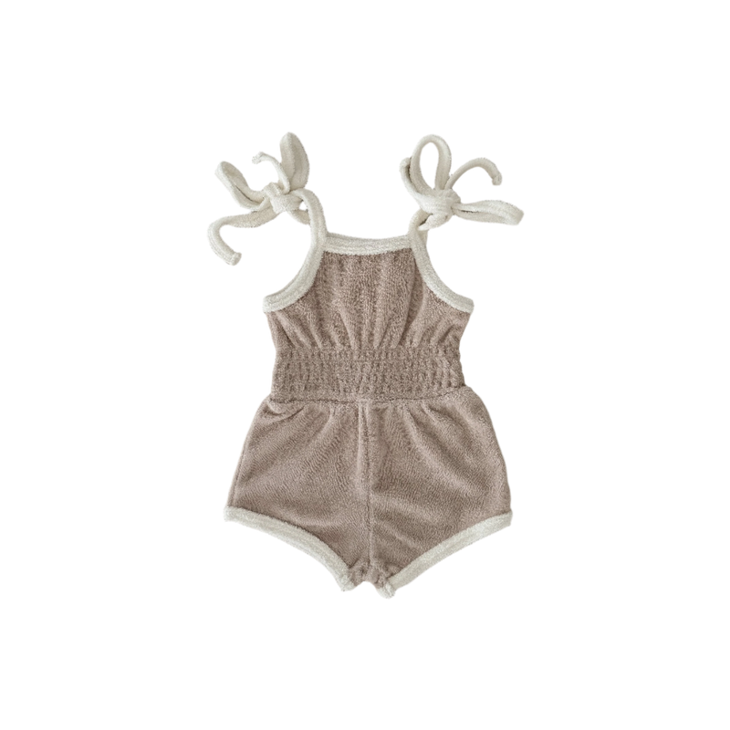 Terry Tie Up Romper | Oat