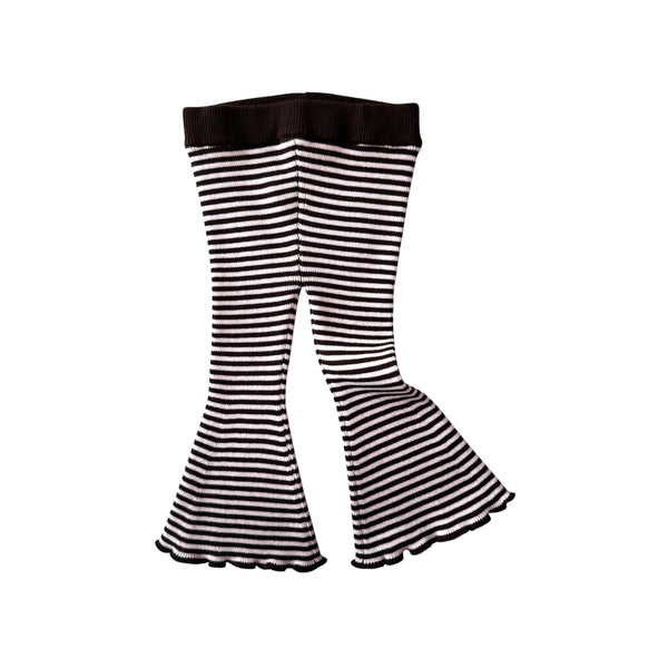 Flared Leggings - Espresso + Blossom Stripe