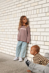 Long Sleeve Stripe Tee- Peony + Berry