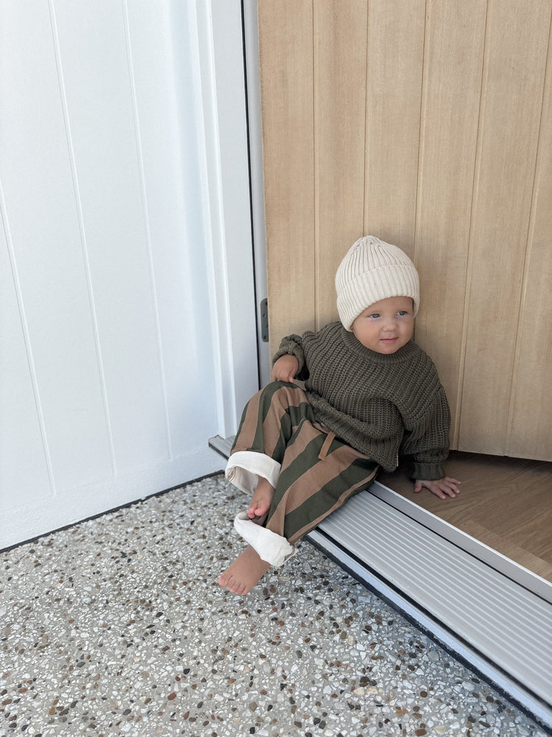 Bobby Canvas Pants - Moss Stripe