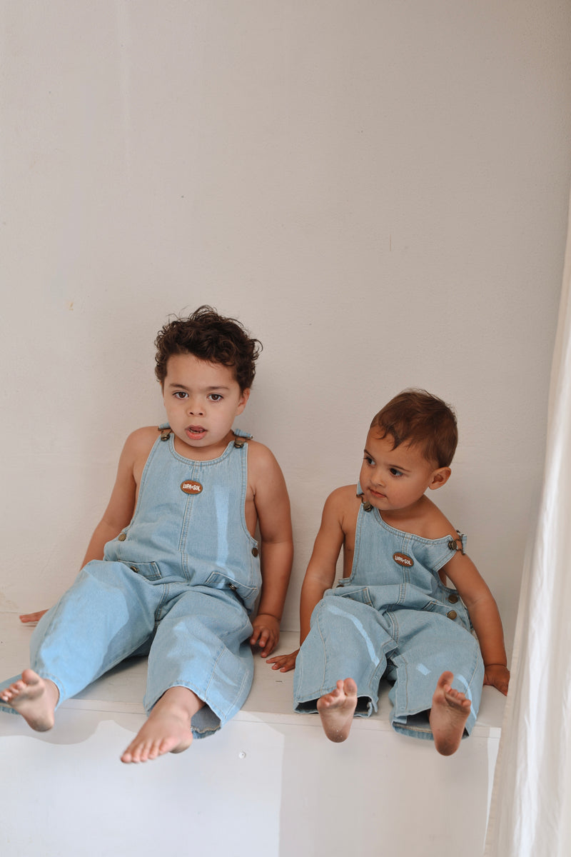 Vintage Denim Overalls - Sky