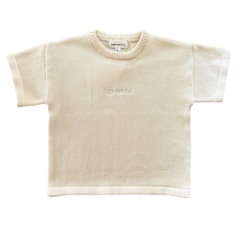 Knitted SPRING Logo Tee | Buttercream embroidery