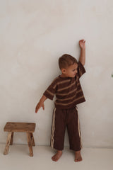 Knitted Stripe Tee - Espresso + Latte
