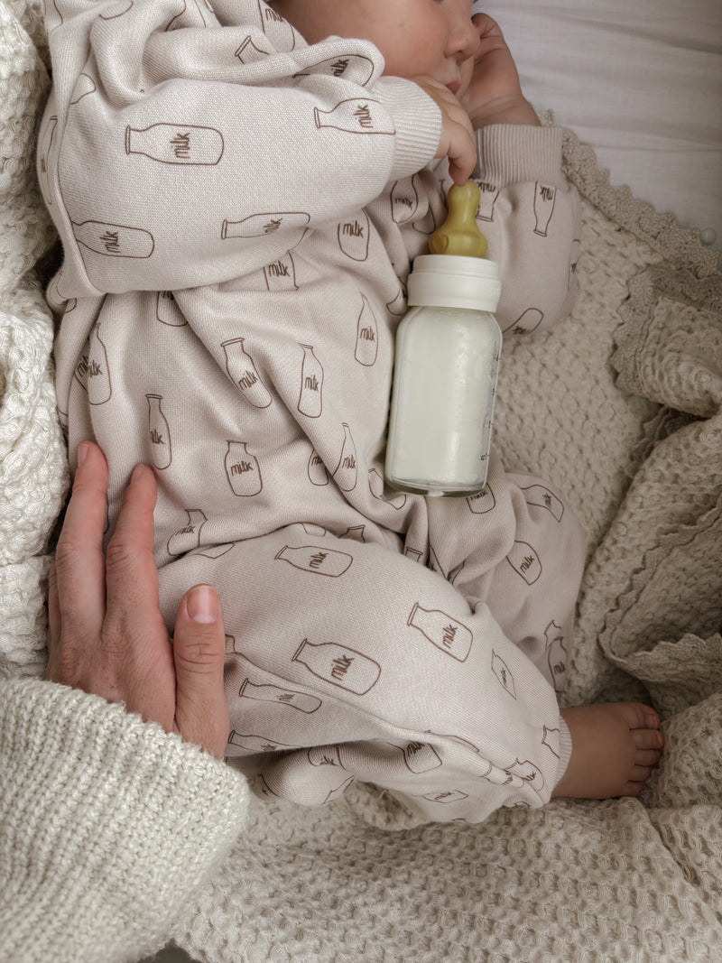 French Terry Romper | Milk Bottles