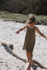 Crochet Tie Up Dress - Olive