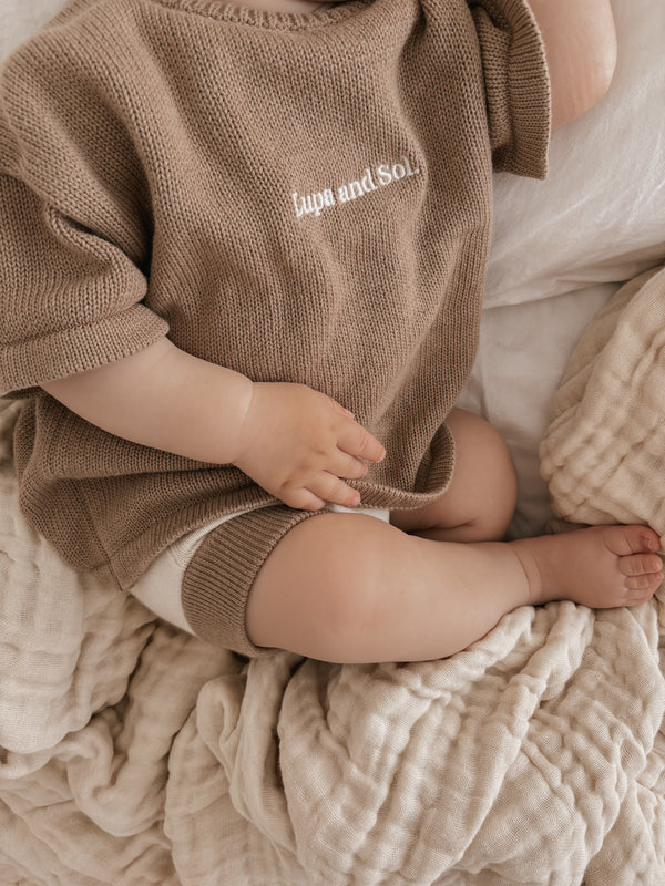 Knitted Logo Tee | Almond