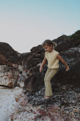 Flared Leggings - Olive + Butter Stripe