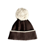 Pom Pom Beanie - Carob + Natural