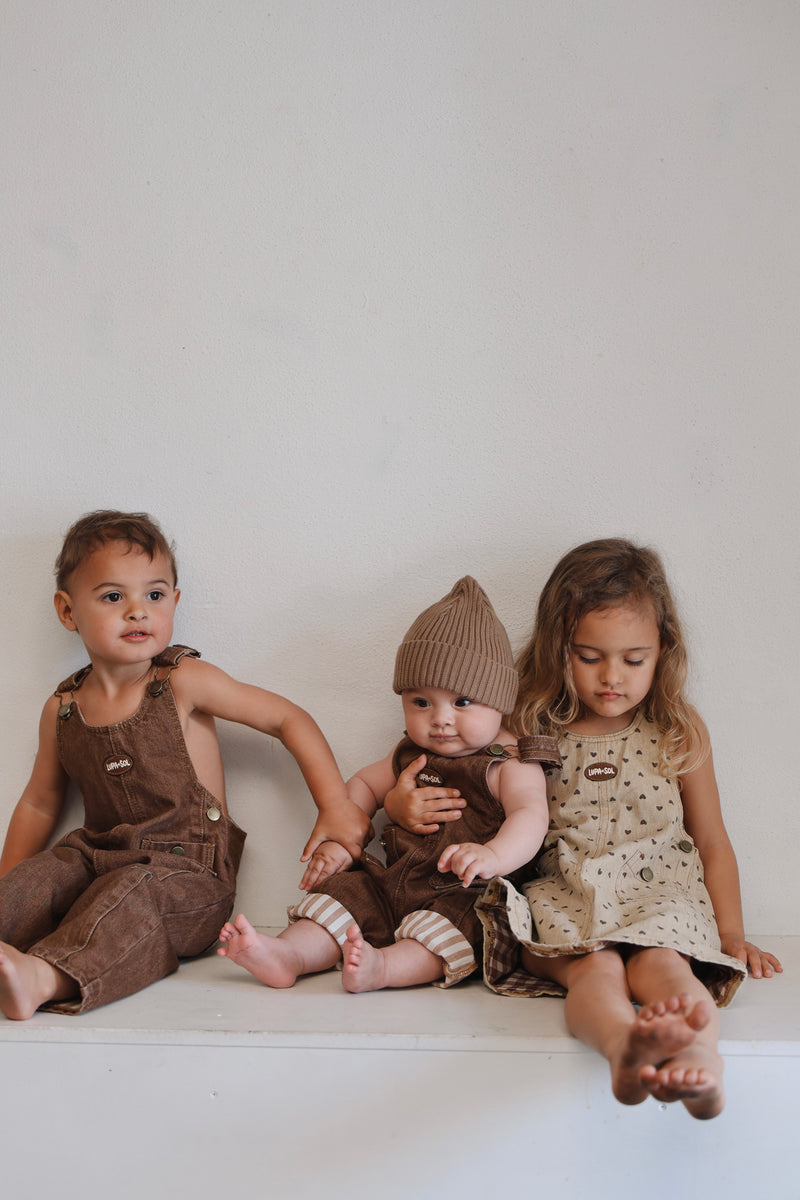 Vintage Denim Overalls - Mocha