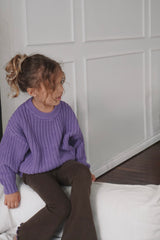 Flared Leggings - Bark with Grape Lettuce Trim