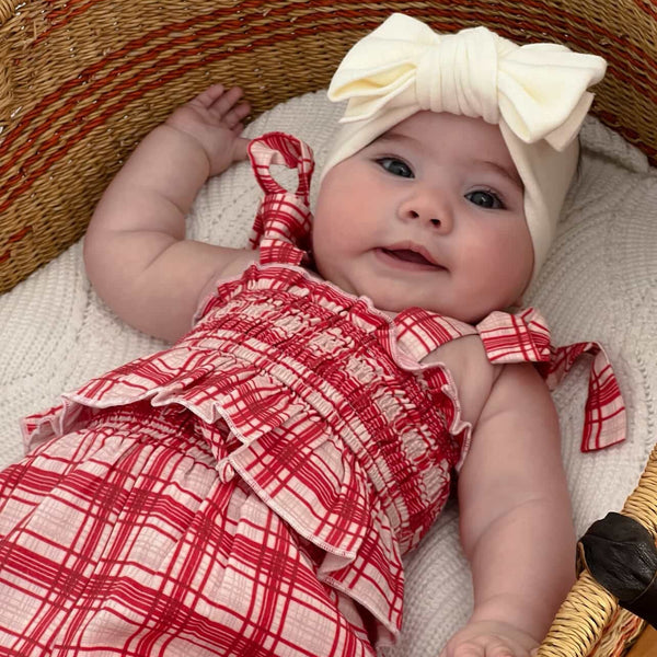 Plaid Frill Crop- Red