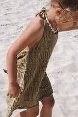 Crochet Tie Up Dress - Olive