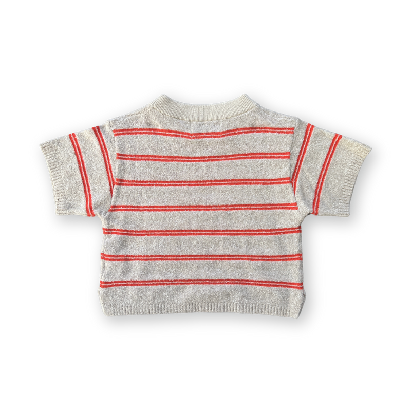 Grown Knitted Terry Striped Tee - Dune/Rosso