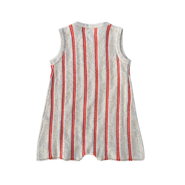 Grown Knitted Terry Striped Romper - Dune/Rosso