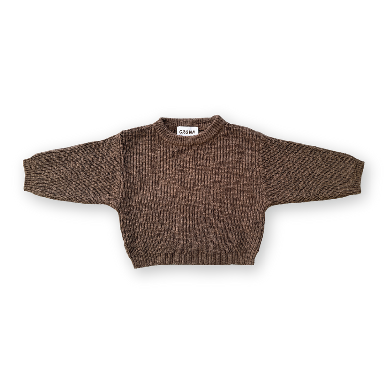 Grown Chunky Rib Knit Pull Over - Cafe